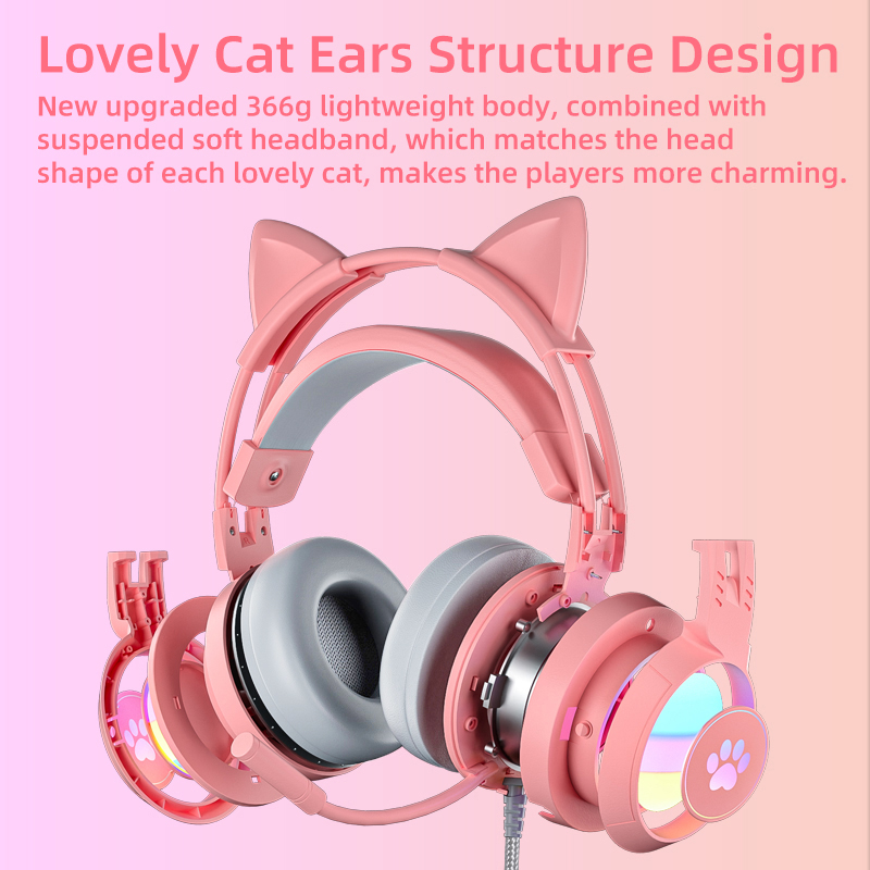 Pc Gaming Earbuds - Casque de jeu rose pour PC,