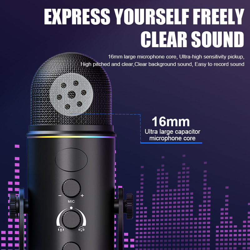 Pc Gaming Youtube - Microphone de jeu USB RGB, Condensateur