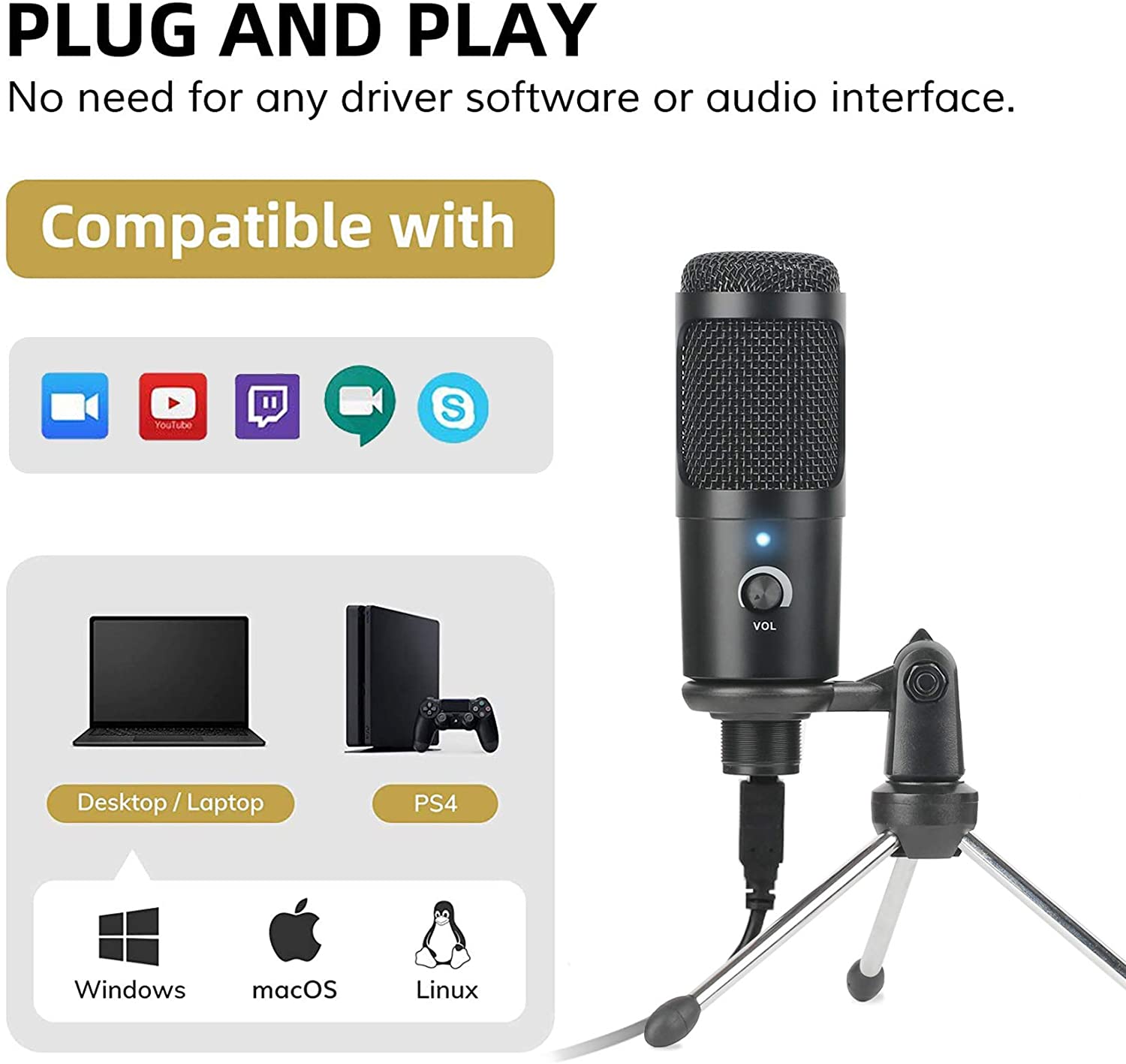Microphone statique à condensa - Pc Gaming Youtube avis et prix
